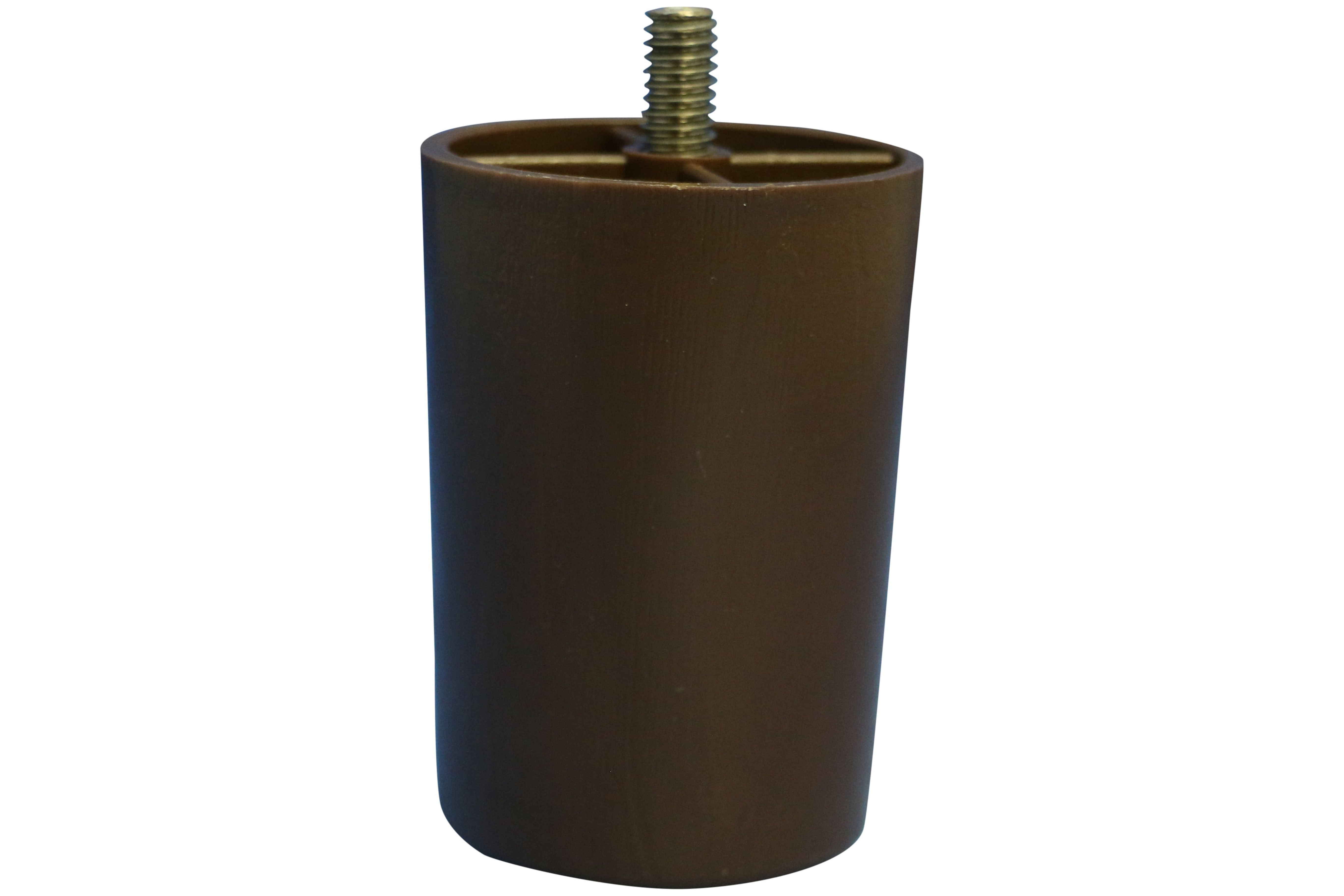 FR Brown Plastic Furniture Leg 3" Tall, 2" Diameter, 5/8" Hanger Bolt