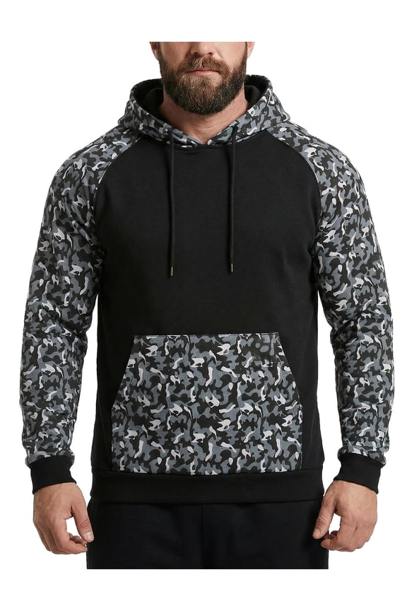 FR Camo Hoodie for MenFlame Resistant Shirts Lightweight Two-Tone NFPA 2112 CAT2 Camouflage Welding Hoodie Black L