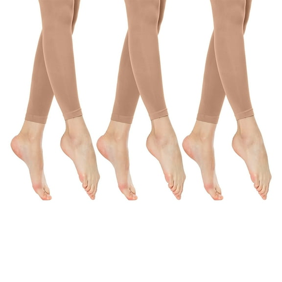 FR DUVAL Women's Nylon & Spandex Footless Tights, 3-Pack