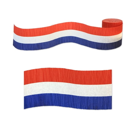 Party Fr Patriotic Crepe Streamer 2 1 By 2" X 30' - 12 Pack (1 Per Package)