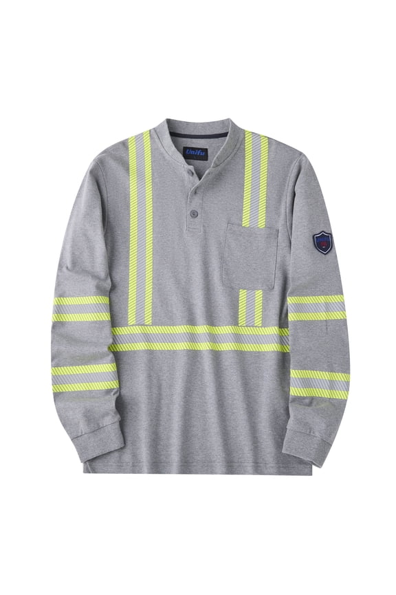 FR Hi-Vis Shirts 7OZ Lightweight High Visibility Reflective Flame Resistant NFPA2112 100% C Welding Men’s Safety Shirt