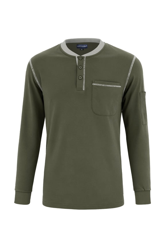 FR Shirts for Men 5.5oz Lightweight Flame Resistant Long Sleeve Shirt 100% Cotton NFPA 2112 Welding Work Shirt Gray 3XL