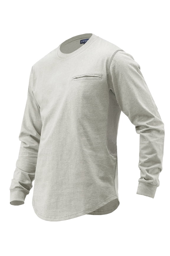 FR Shirts for Men, 5.5oz Lightweight Flame Resistant Shirt, NFPA 2112 CAT2 Certified Long Sleeve Work Clothing Light Gray XL
