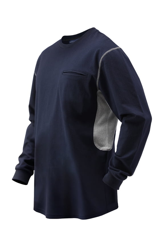 FR Shirts for Men, 5.5oz Lightweight Flame Resistant Shirt, NFPA 2112 CAT2 Certified Long Sleeve Work Clothing Navy 2XL