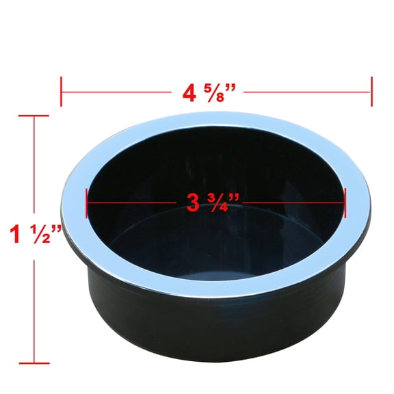 Universal Replacement Plastic Cup Holder, Chrome Lip, 3 3/4" Diameter
