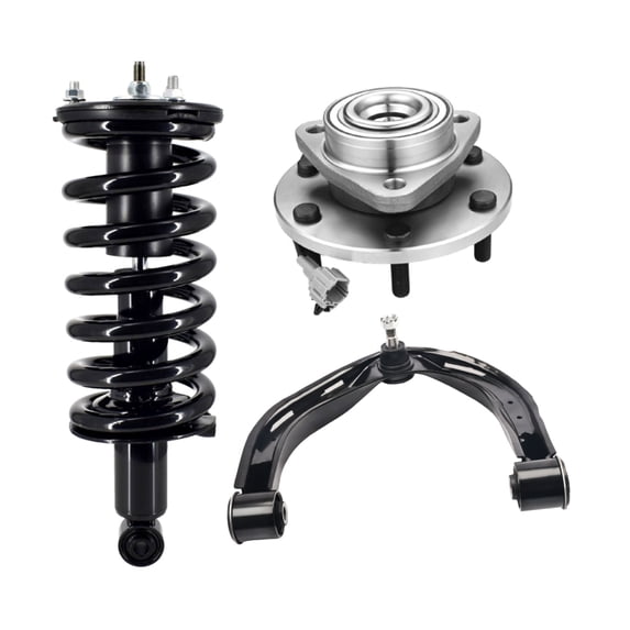 Set of 3 Front Right Upper Control Arm Ball Joint-Wheel Hub Bearing Assembly-Quick Complete Strut-Coil Spring Assembly For 2005-2007 Nissan Armada