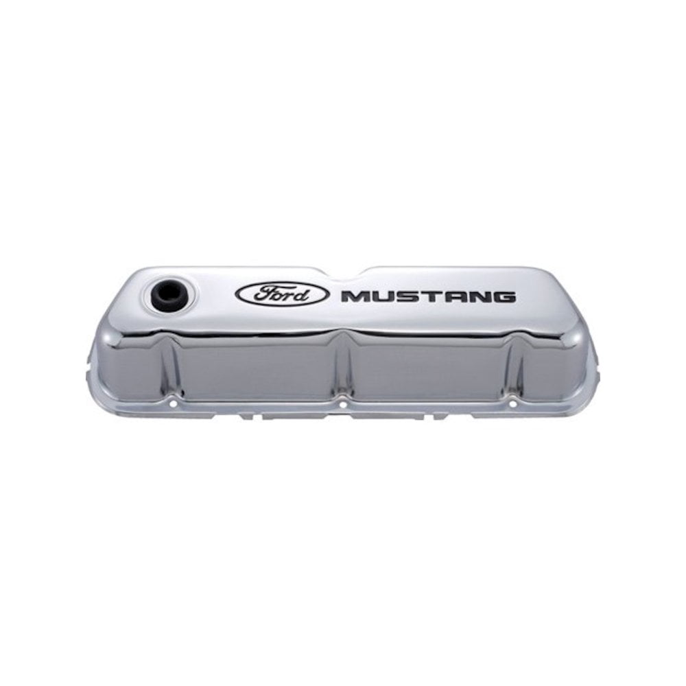 Ford Chrome Steel Valve Cover Set w/Mustang Logo