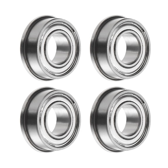 FR188ZZ Flanged Ball Bearing, 1/4" x 1/2" x 3/16" Chrome Steel Double Shielded ABEC1 Flange Bearings,4 Pack