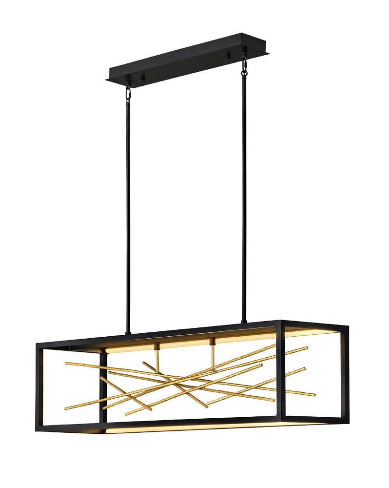 Styx Black and Gilded Gold 48" LED Linear Chandelier with Dimmable Light