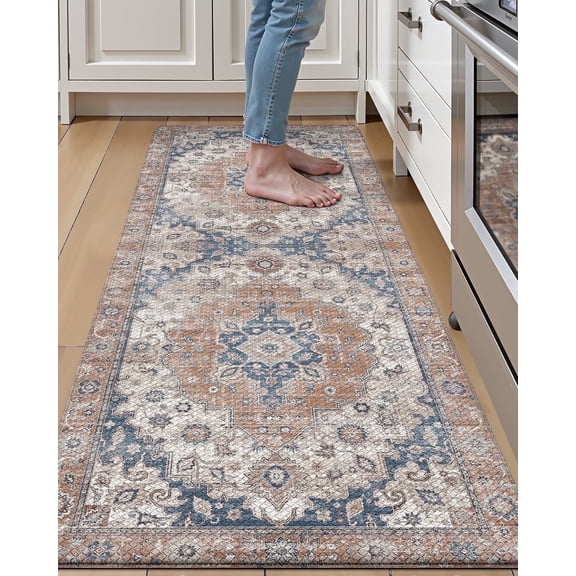 FRABE Kitchen Mat Anti Fatigue Cushioned,Non Slip Comfort Floor Runner,Memory Foam Padded Standing Rug Washable, for Home, Sink, Laundry, Office( Terracotta,24"x59")