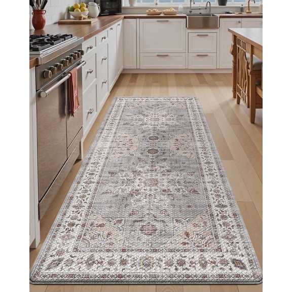 FRABE Anti Fatigue Kitchen Mat Cushioned,Waterproof Non Slip Comfort Floor Runner,Memory Foam Padded Standing Rug Washable, for Home, Sink, Laundry, Office(Grey,24"x59")
