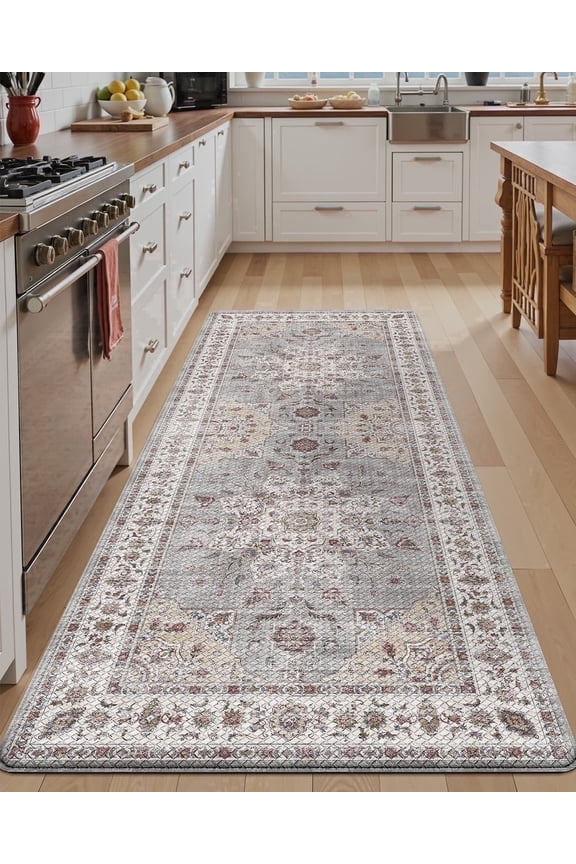 Anti Fatigue Kitchen Mat Cushioned,Waterproof Non Slip Comfort Floor Runner,Memory Foam Padded Standing Rug Washable, for Home, Sink, Laundry, Office, Grey, 24"x59"