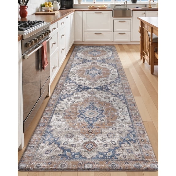 FRABE Kitchen Mat Anti Fatigue Cushioned, Non Slip Comfort Floor Runner, Memory Foam Padded Standing Rug Washable, for Home, Sink, Laundry, Office, Terracotta, 24"x86"