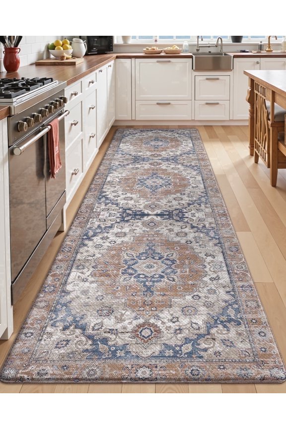 Kitchen Mat Anti Fatigue Cushioned, Non Slip Comfort Floor Runner, Memory Foam Padded Standing Rug Washable, for Home, Sink, Laundry, Office, Terracotta, 24"x86"