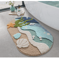 thumbnail image 1 of FRABE Oval Coastal Bath Mat, Ultra Plush Microfiber Quick-Dry Rug, Washable Non-Slip Ocean Beach Theme with Starfish Shell for Tub and Kitchen 24"x44", 1 of 10