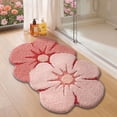 thumbnail image 1 of FRABE Flower Bath Rug, Funny Soft Plush Fluffy Floral Bath Mat, Absorbent, Non-Slip for Bathroom, Bedroom, and Living Room, Bliss Pink, 17x30, 1 of 10