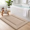 thumbnail image 1 of FRABE Bathroom Rug, Ultra Soft Plush Quick-Dry Microfiber Mat with Recessed Border Design, Non-Slip Rubber Backing and Machine Washable for Tub and Sink, Beige 24"x36", 1 of 11
