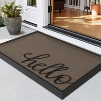 FRABE Outdoor Doormat, Non Slip Durable Rubber Entrance Door Mat, Low Profile Easy Clean, for Front Back Door Entryway Porch Garage, 17x30, Hello