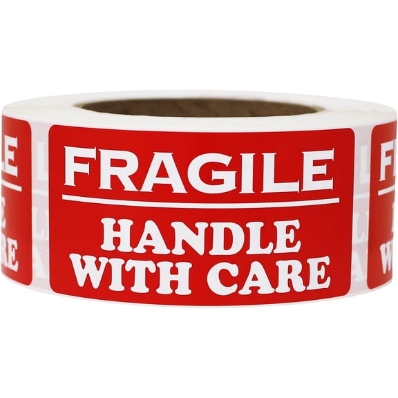 "FRAGILE HANDLE WITH CARE" Labels | 2 x 4" Inches Wide | 500 Pack