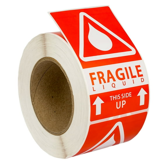 FRAGILE LIQUID - THIS SIDE UP Pre-Printed Labels/Stickers (3" x 5") 24 Rolls / 500 Labels per Roll