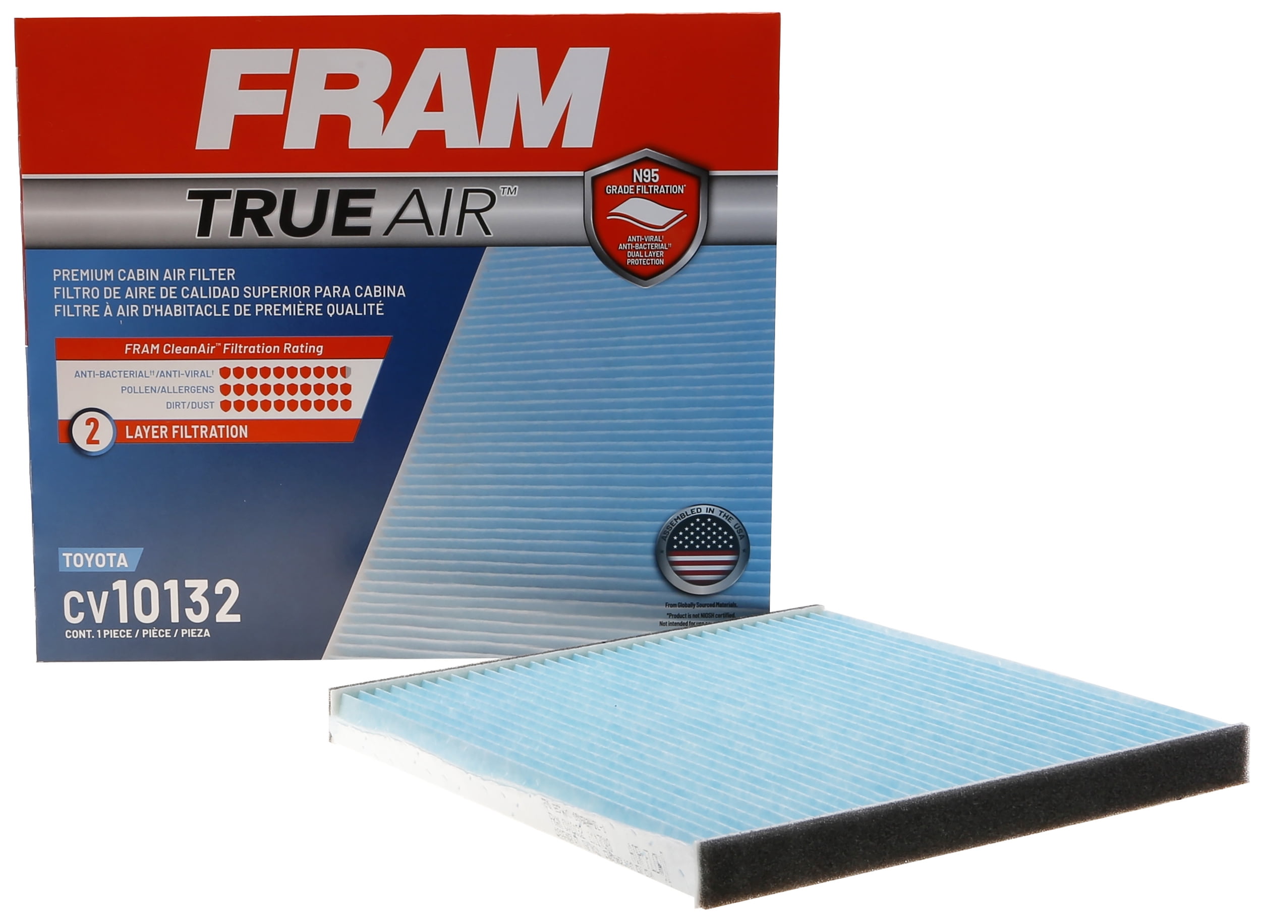 FRAM CV10132 TrueAir Premium Cabin Air Filter with N95 Grade Filter Media for Select Ford Vehicles