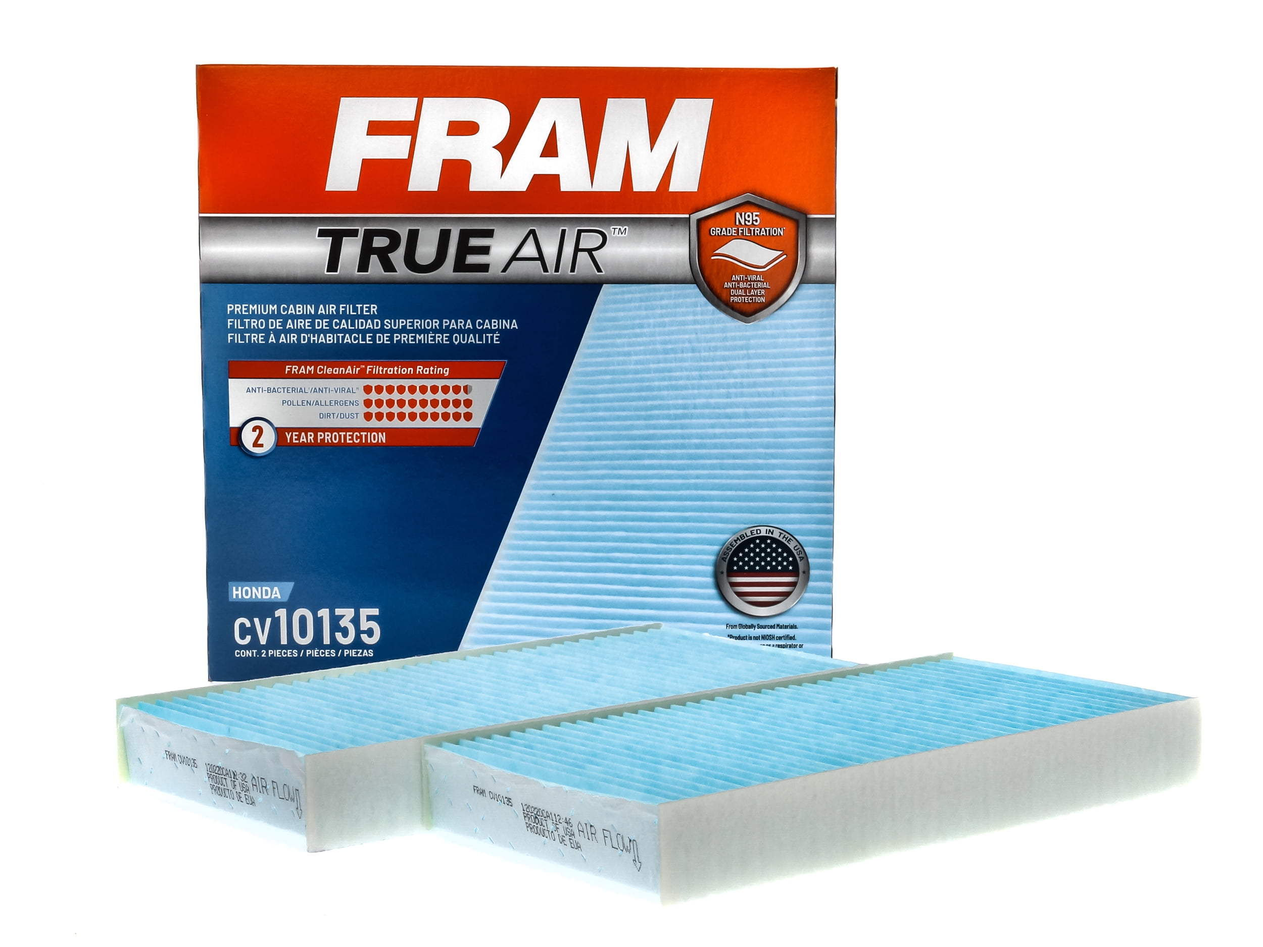 FRAM CV10135 TrueAir Premium Cabin Air Filter with N95 Grade Filter Media for Select Ford Vehicles