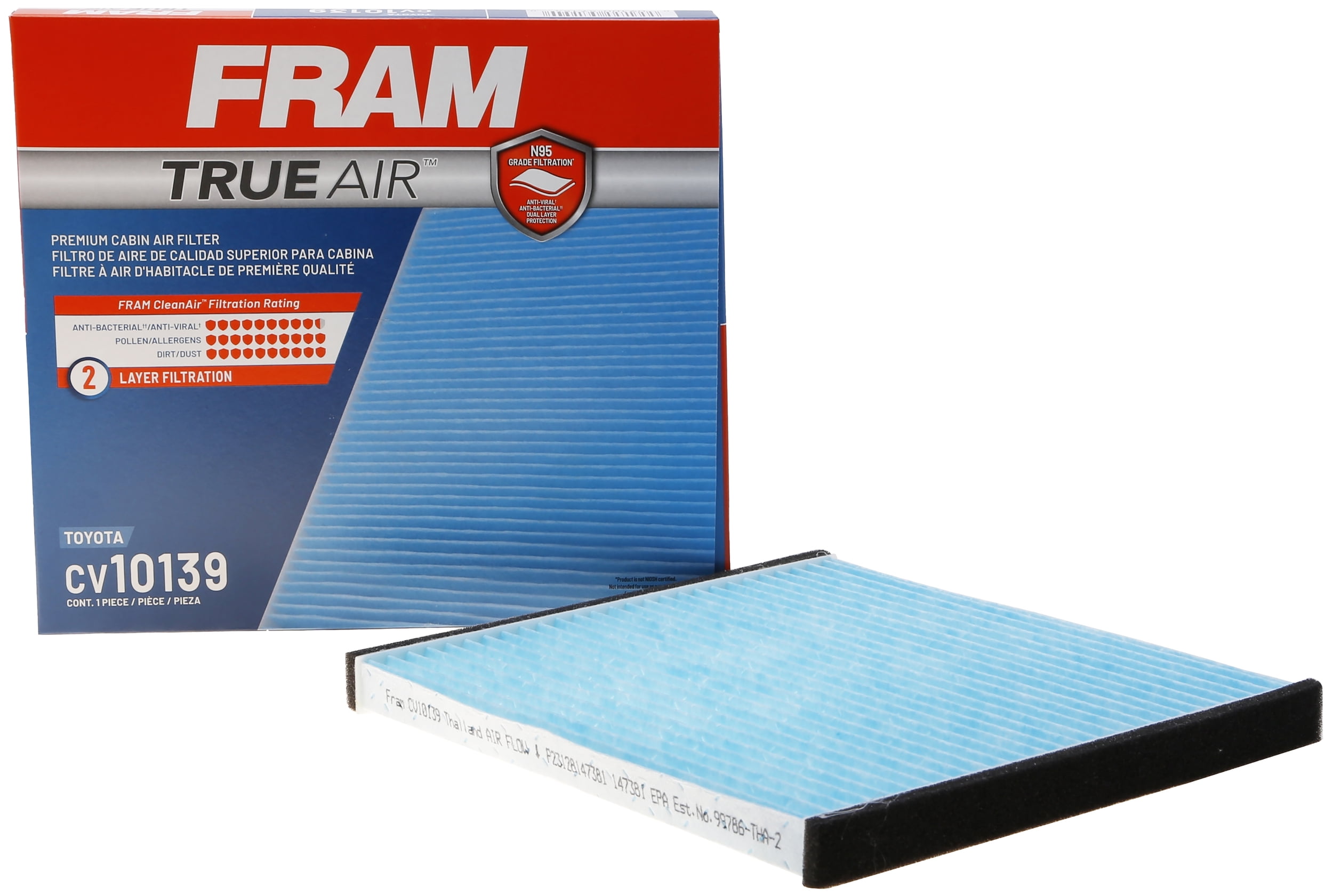 FRAM CV10139 TrueAir Premium Cabin Air Filter with N95 Grade Filter