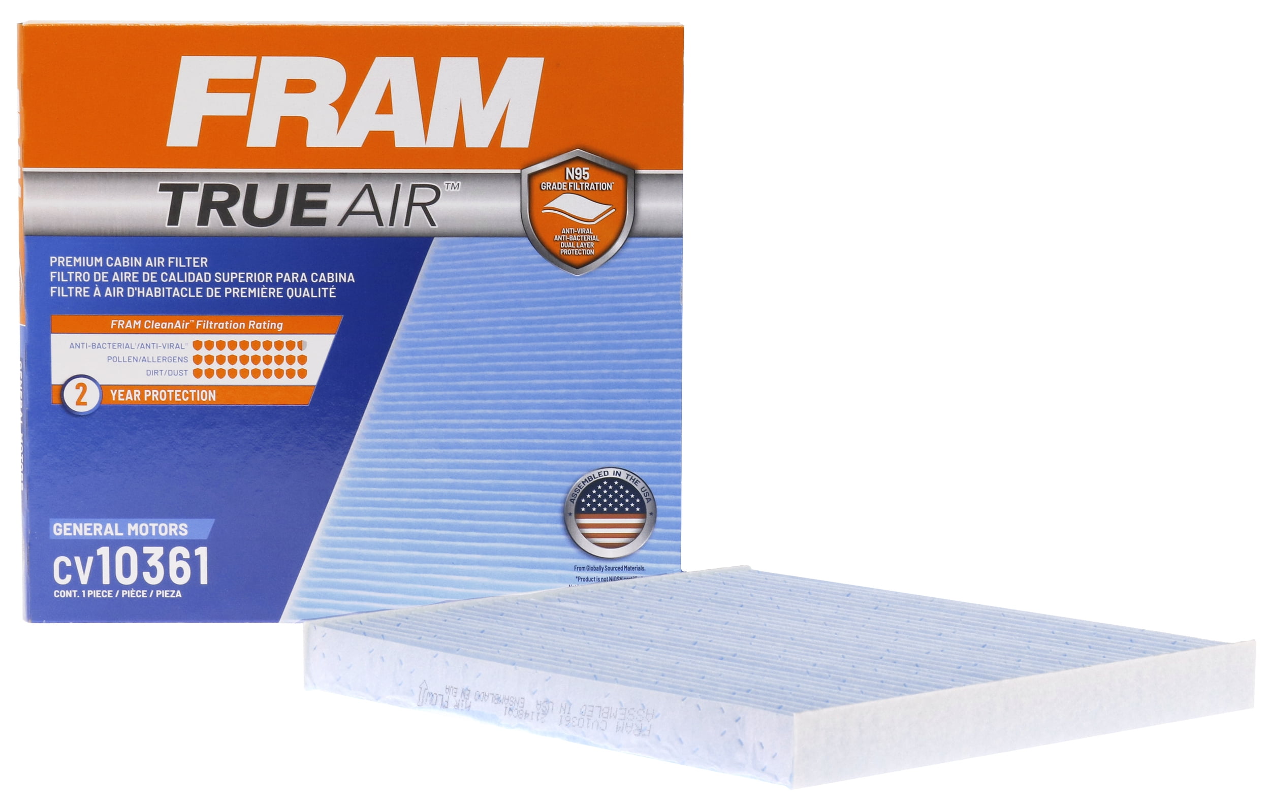 FRAM CV10361 TrueAir Premium Cabin Air Filter with N95 Grade Filter