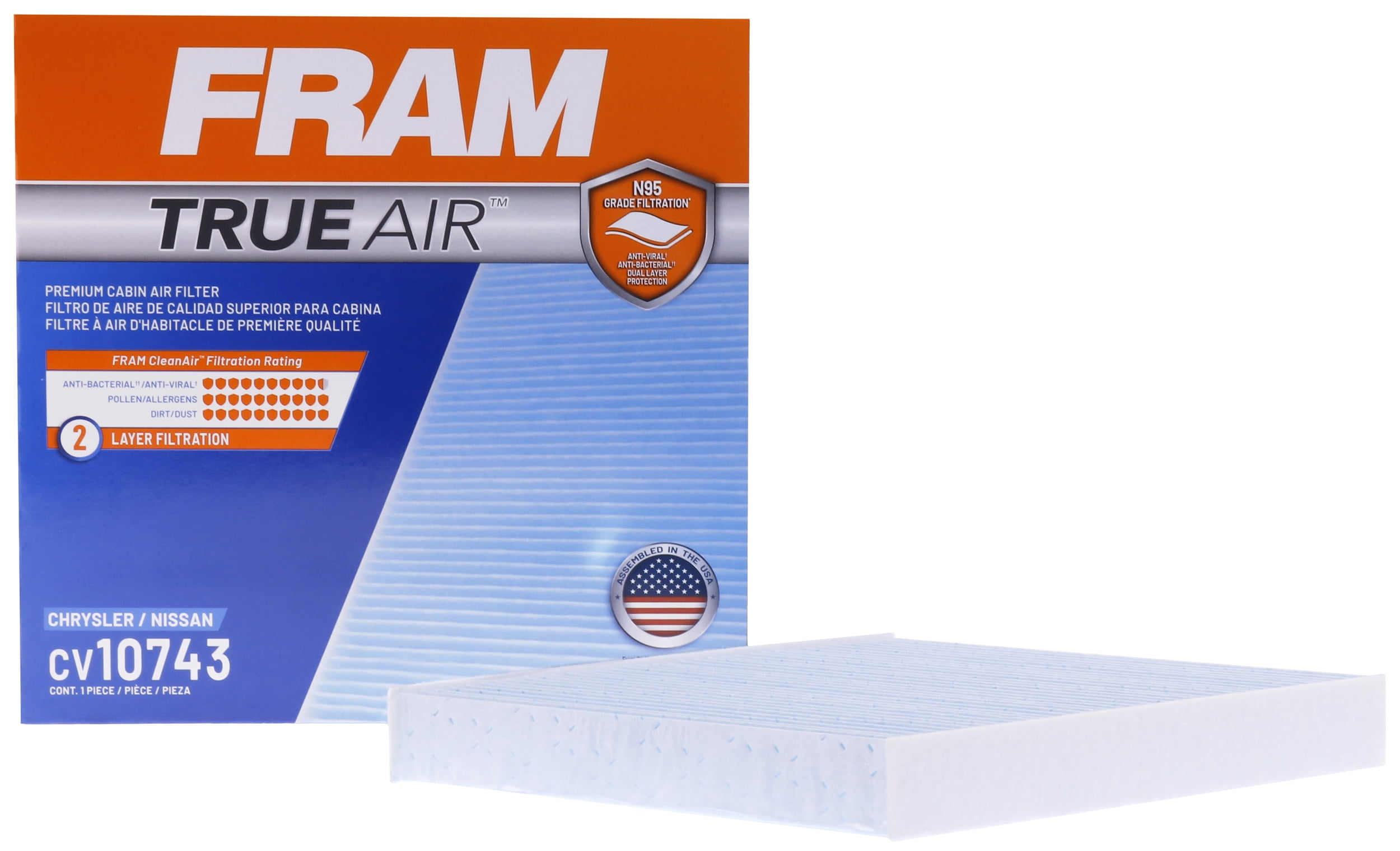 FRAM CV10743 TrueAir Premium Cabin Air Filter with N95 Grade Filter Media for Select Ford Vehicles