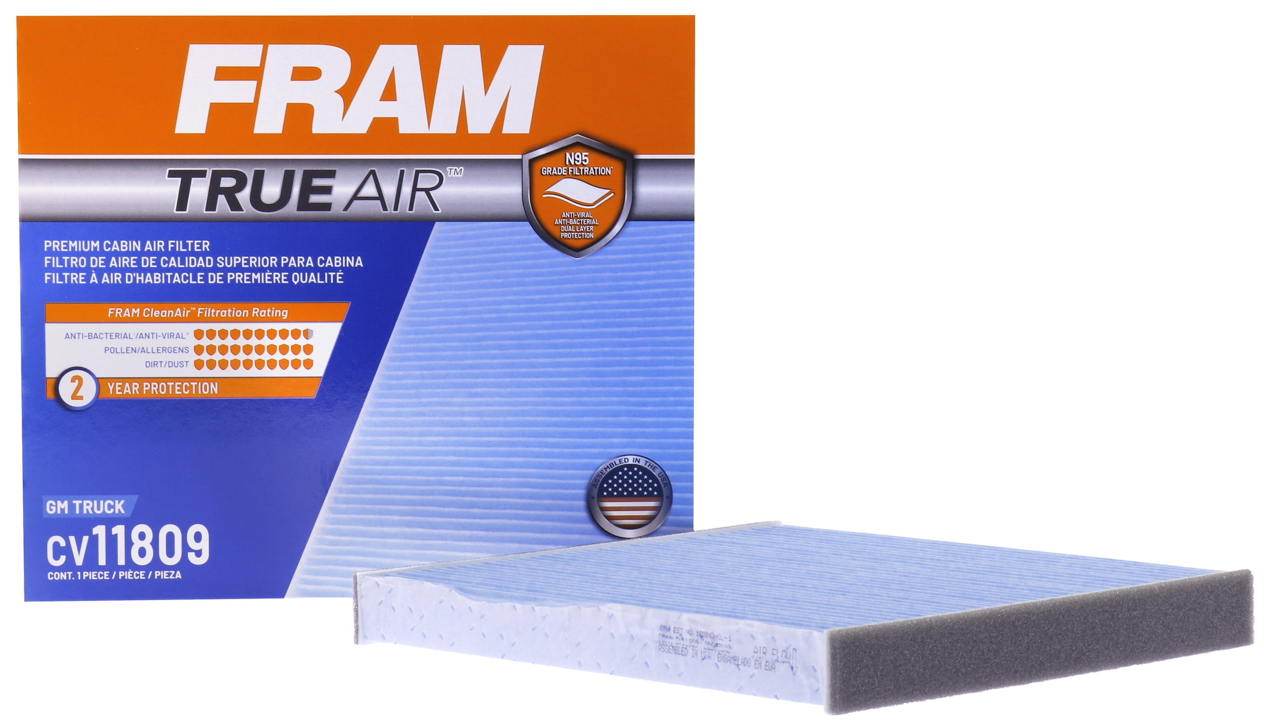 FRAM CV11809 TrueAir Premium Cabin Air Filter with N95 Grade Filter