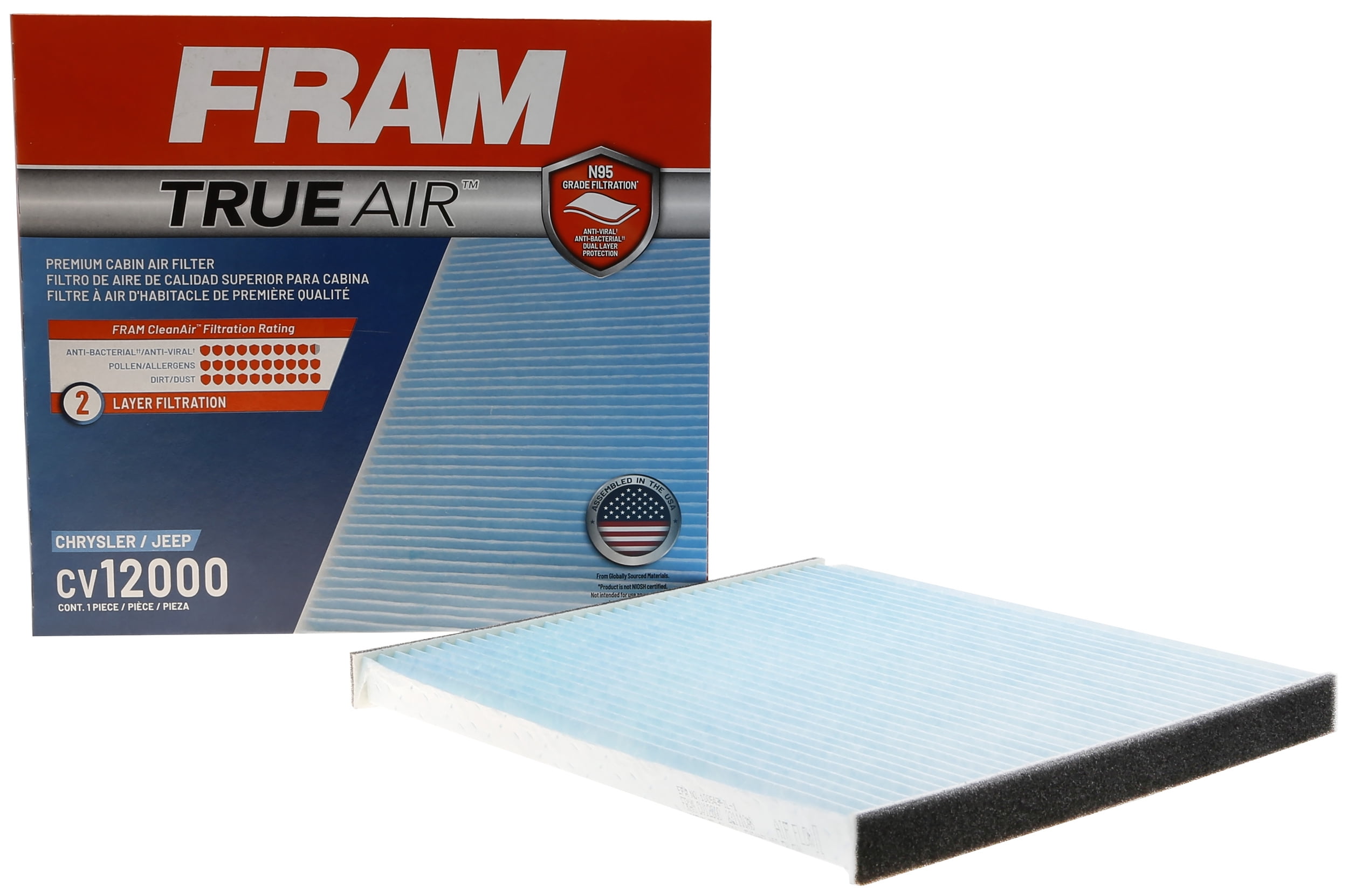 FRAM CV12000 TrueAir Premium Cabin Air Filter with N95 Grade Filter Media for Select Ford Vehicles
