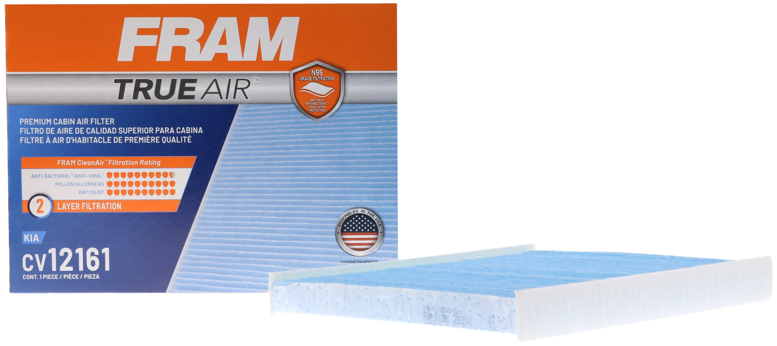 FRAM CV12161 TrueAir Premium Cabin Air Filter with N95 Grade Filter Media for Select Ford Vehicles