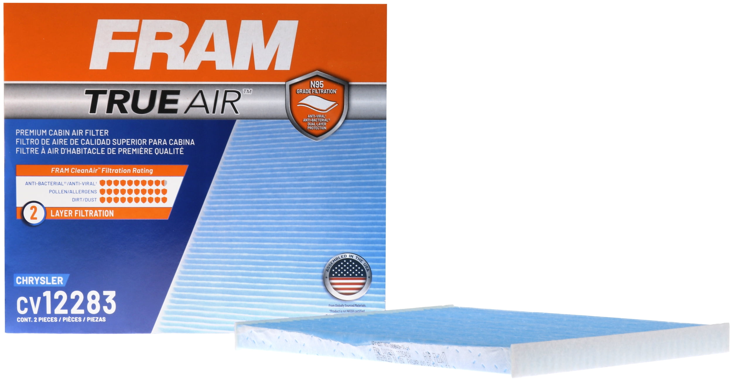 FRAM CV12283 TrueAir Premium Cabin Air Filter with N95 Grade Filter Media for Select Ford Vehicles