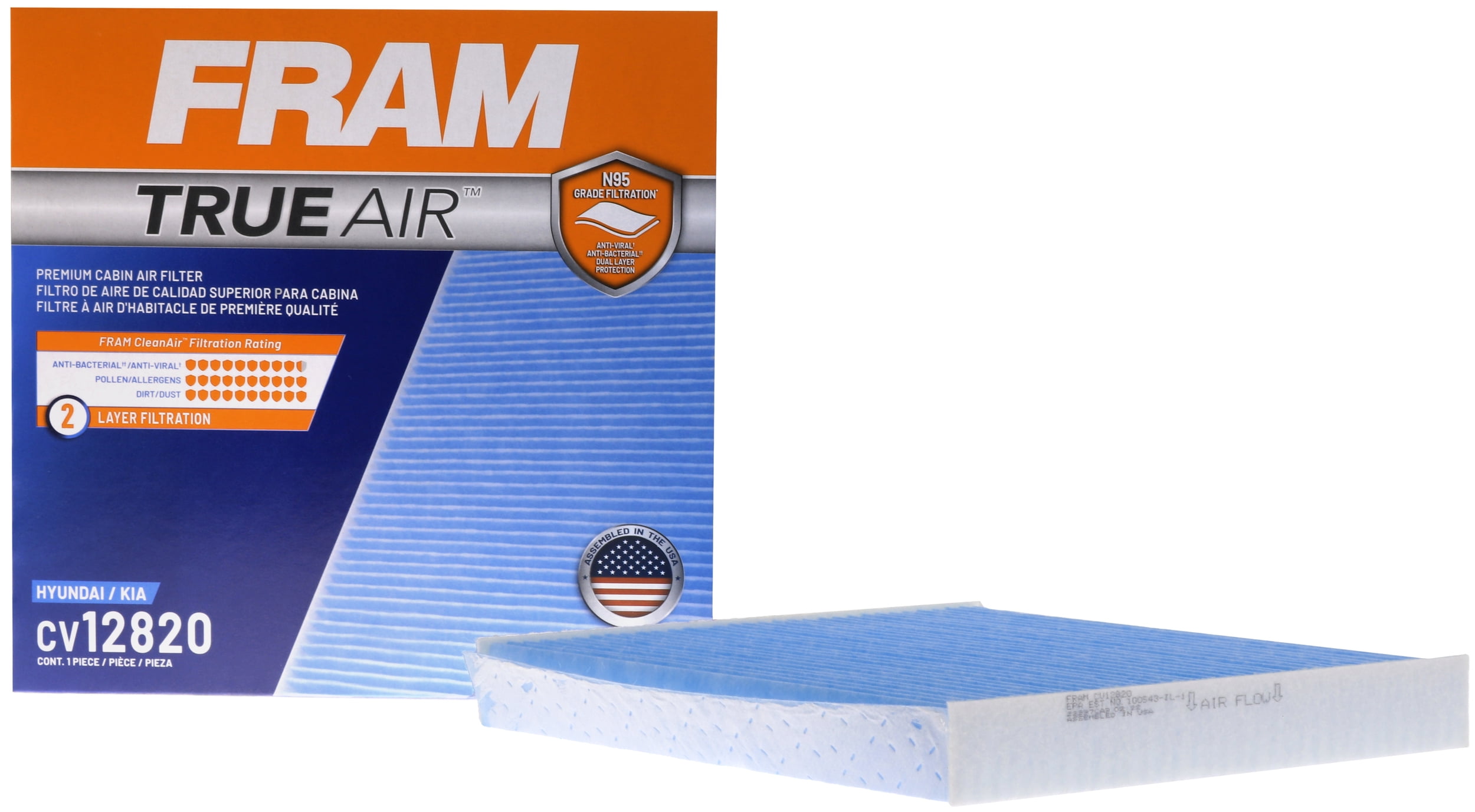 FRAM CV12820, TrueAir Premium Cabin Air Filter with N95 Filter Media for Genesis, Hyundai and