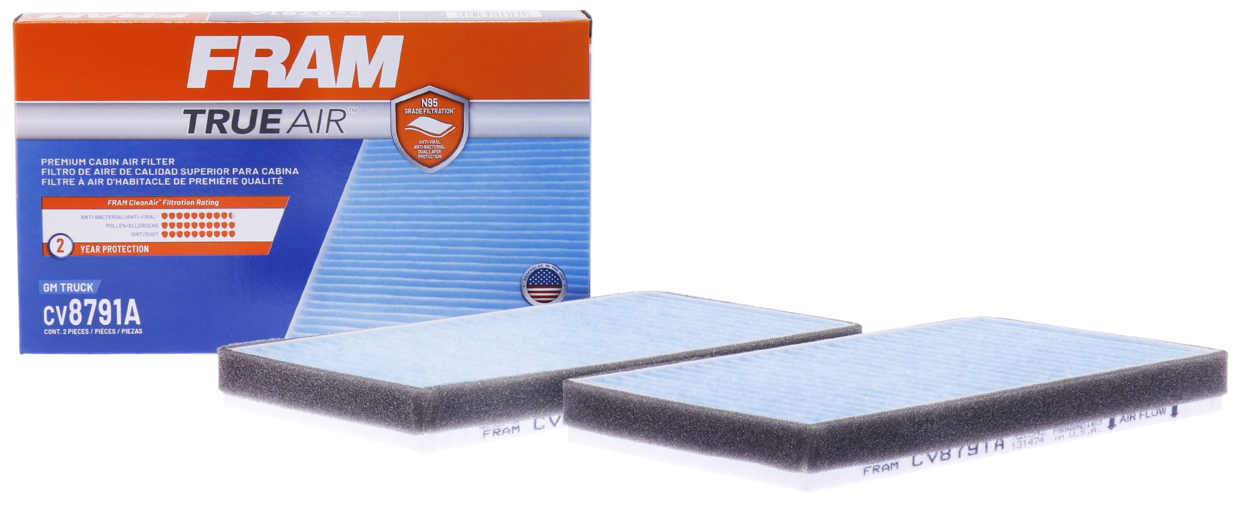 FRAM CV8791A TrueAir Premium Cabin Air Filter with N95 Grade Filter Media for Select Ford Vehicles