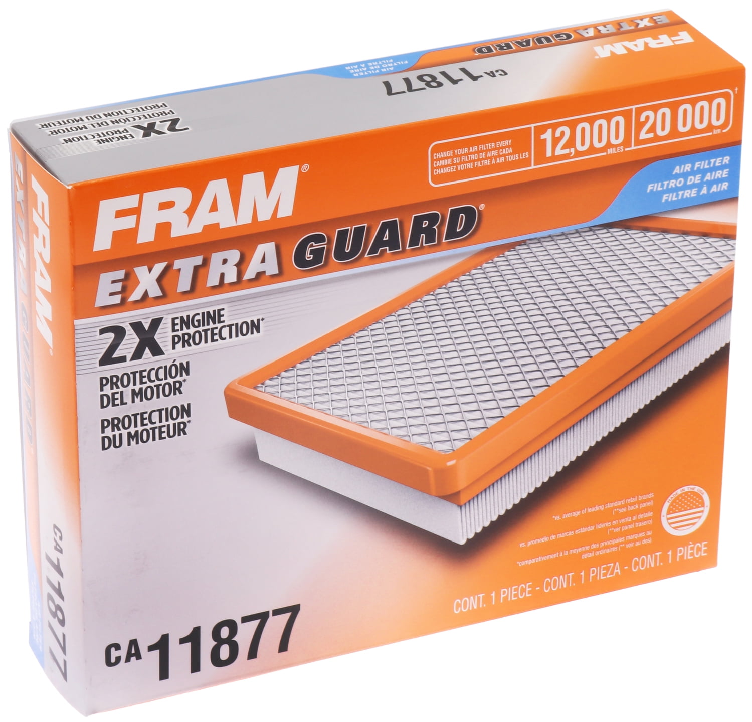 FRAM Extra Guard Air Filter, CA11877 for Select Jeep Vehicles Fits