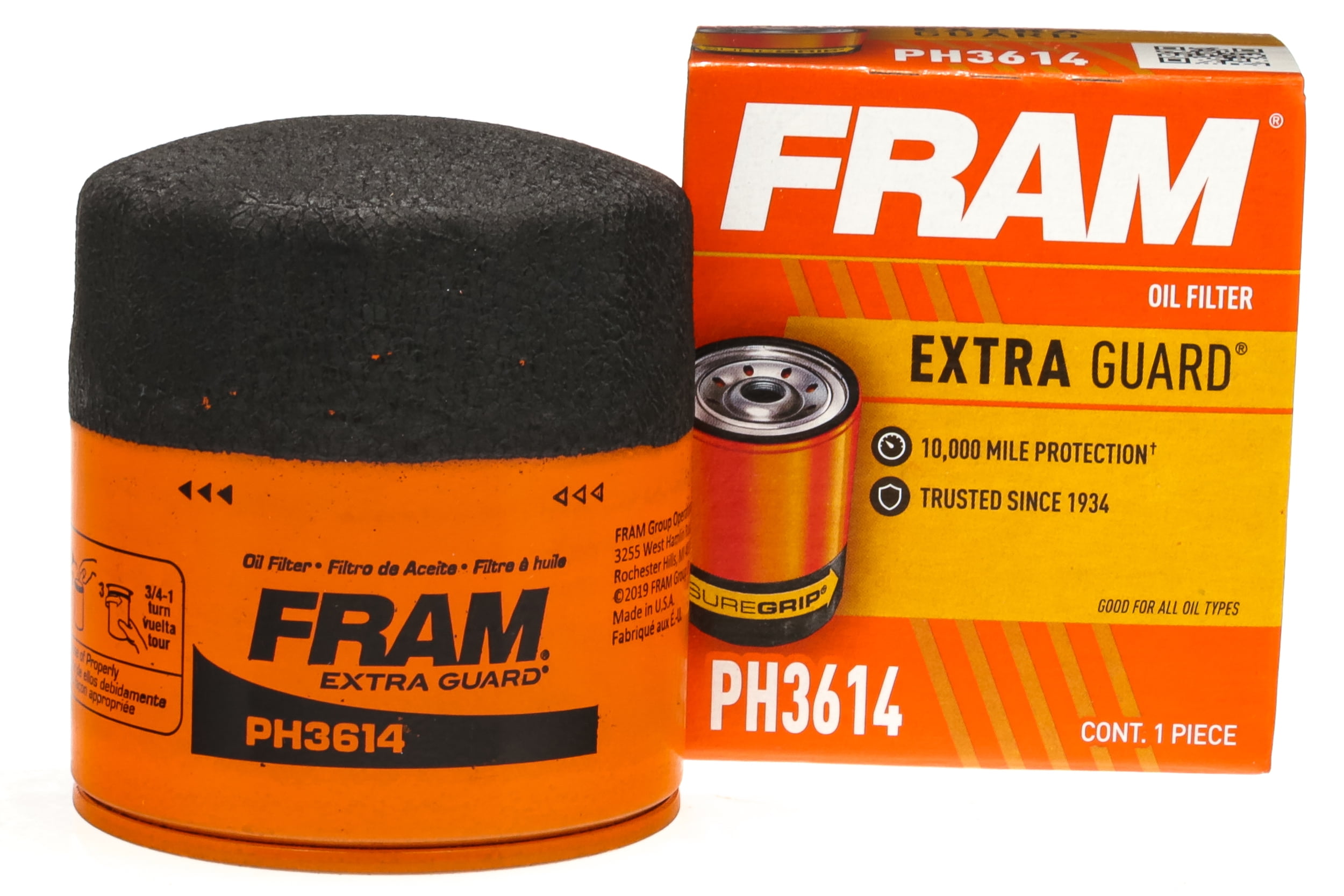 FRAM Extra Guard Oil Filter, PH3614, 10K Miles, Replacement Oil Filter