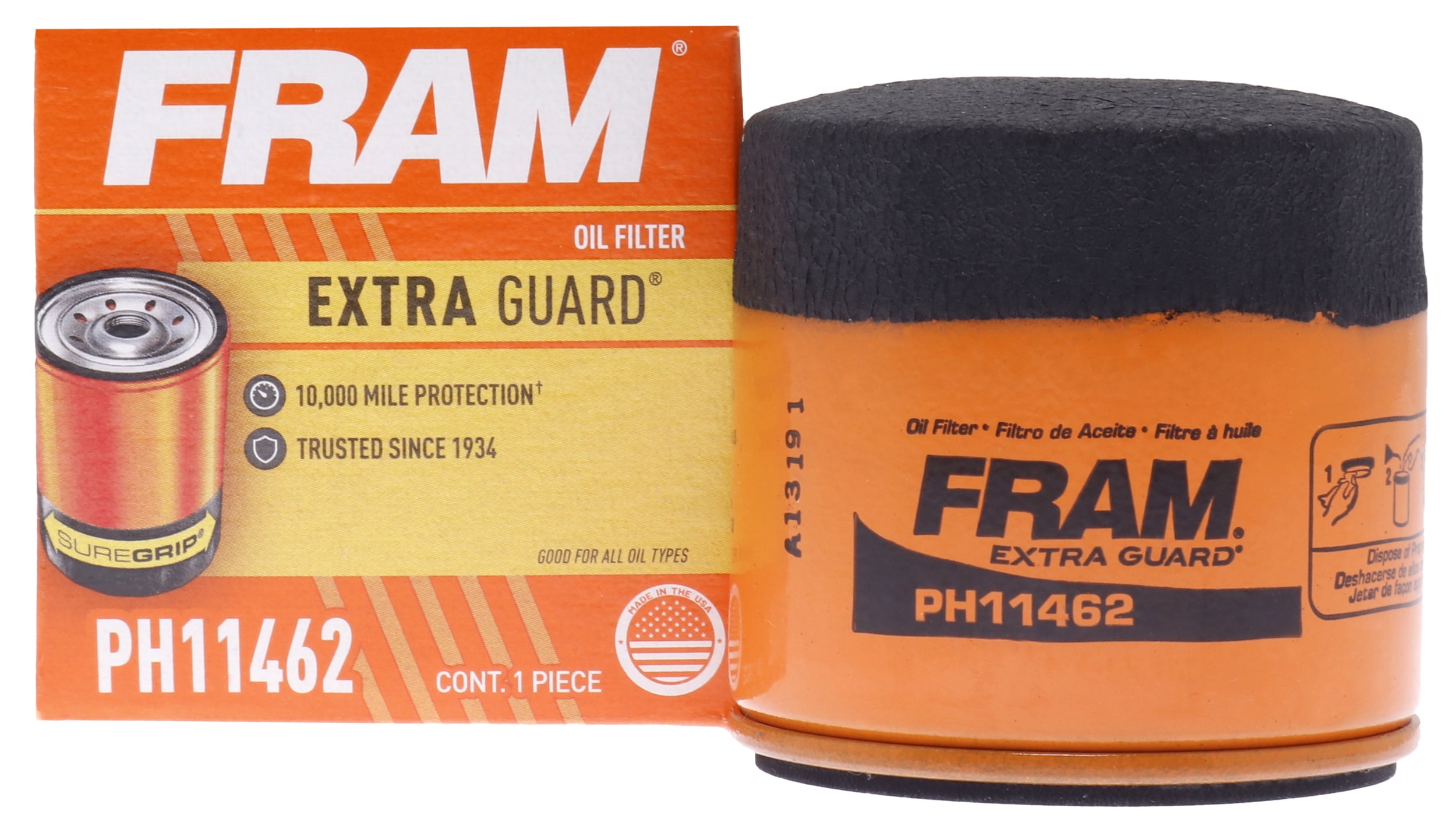 FRAM Extra Guard Oil Filter PH11462, 10K mile Filter for Select ...