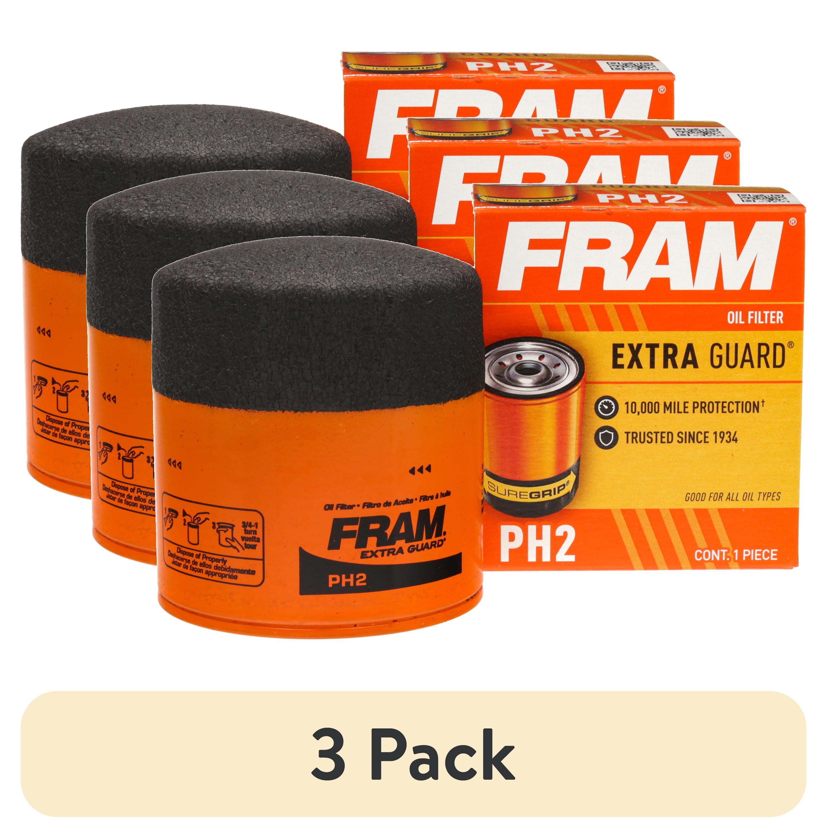 (3 pack) FRAM Extra Guard Oil Filter, PH2 Fits select 19932014 FORD