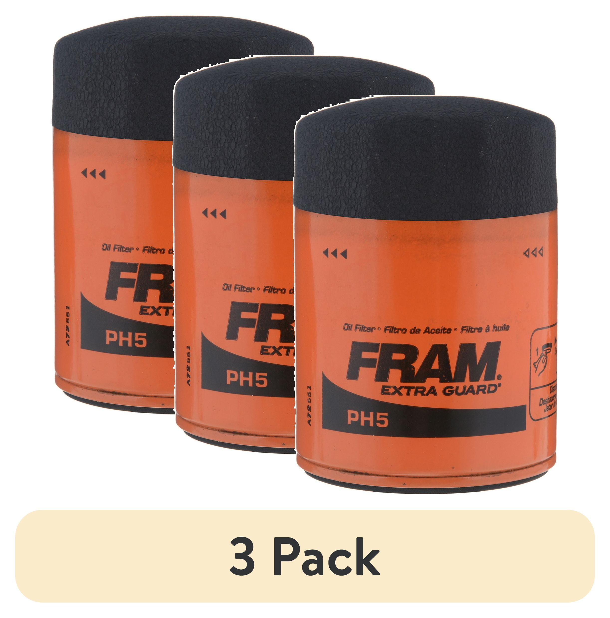 (3 pack) FRAM Extra Guard Oil Filter, PH5, 10K mile filter for Cadillac
