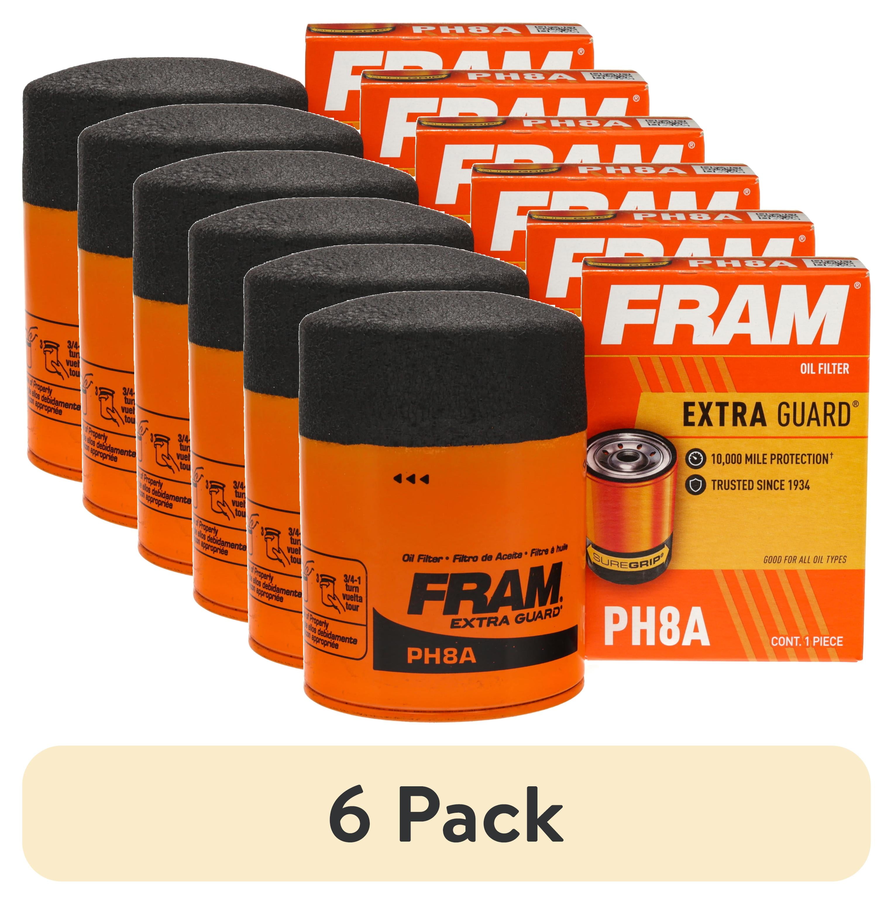 (6 pack) FRAM Extra Guard Oil Filter, PH8A, 10K Miles, Replacement Oil