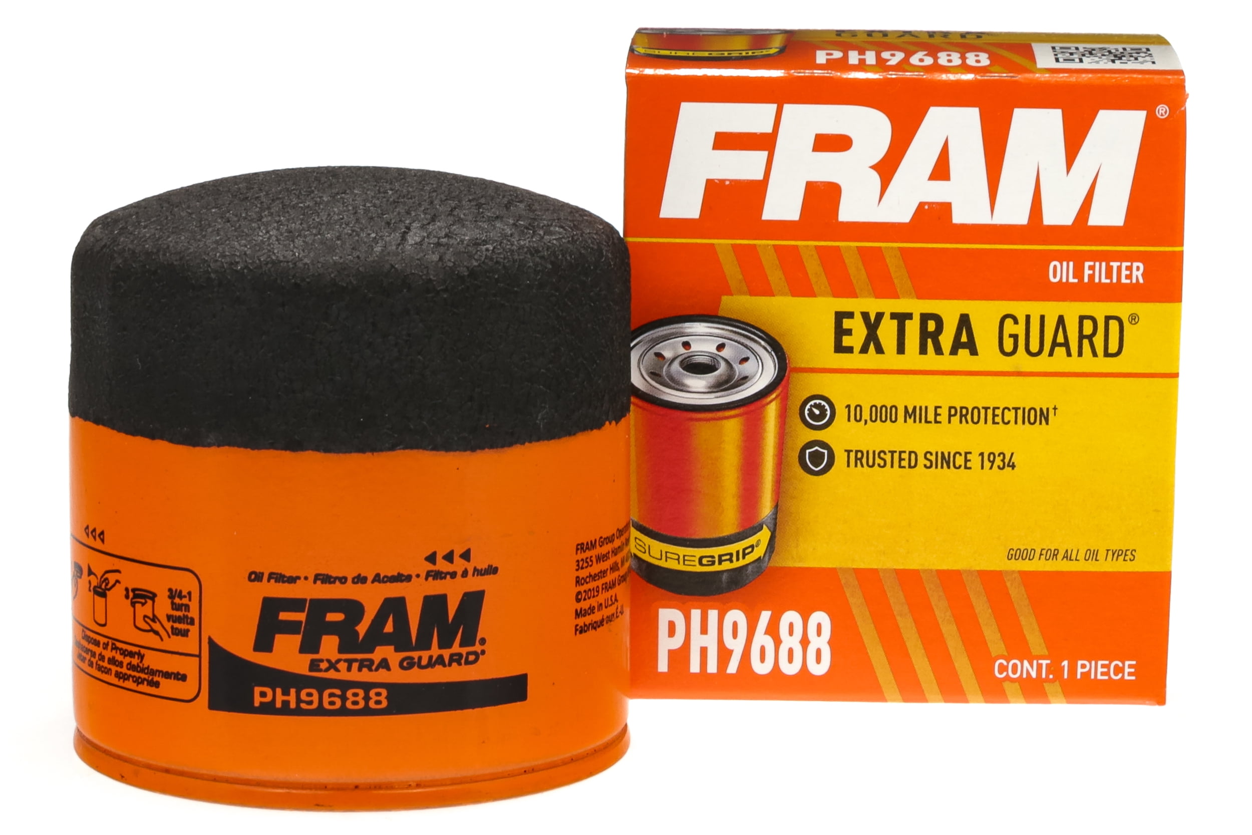 FRAM Extra Guard Oil Filter, PH9688, 10K mile Filter for Select Hyundai
