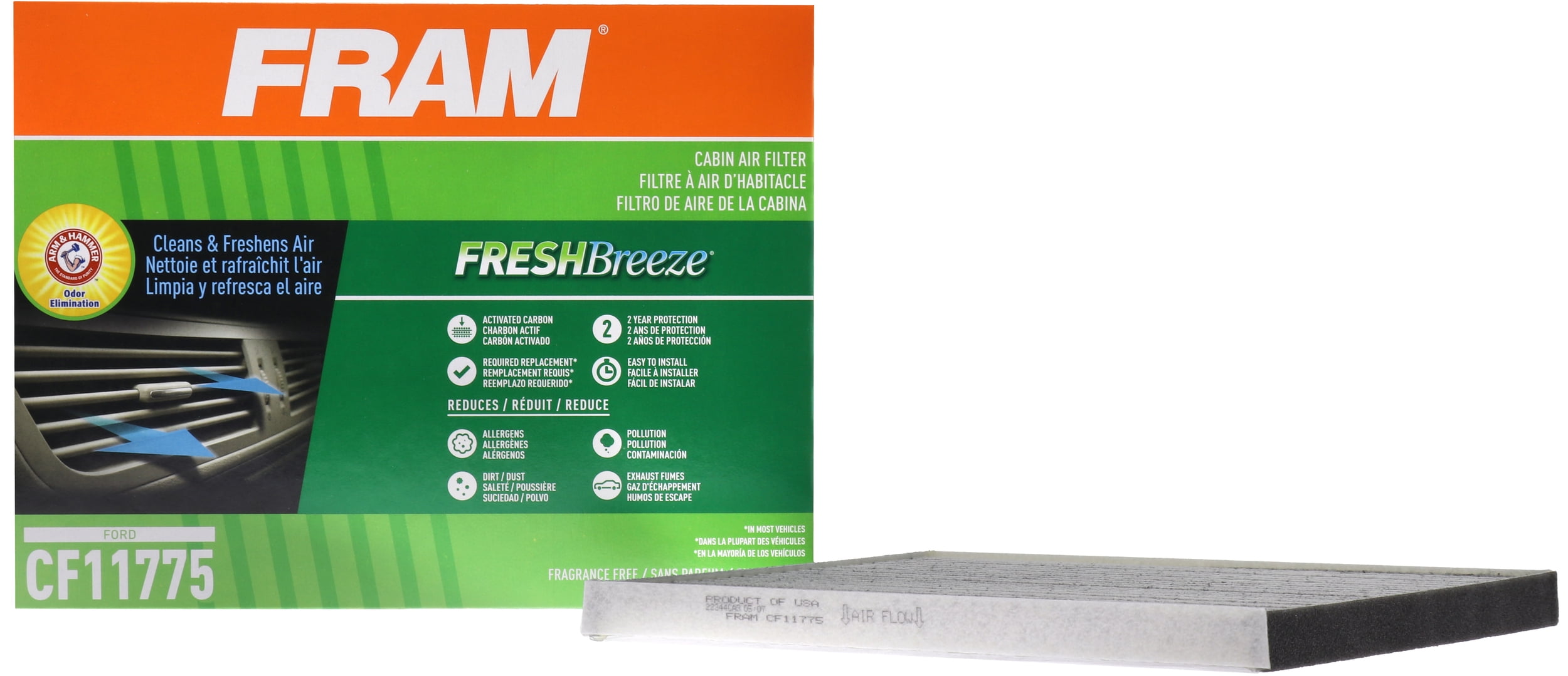 FRAM Fresh Breeze CF11775 Cabin Air Filter for Select Ford and LIncoln