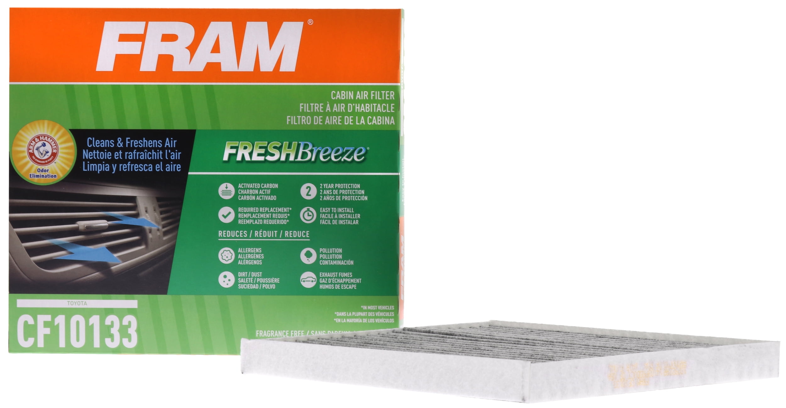 FRAM Fresh Breeze Cabin Air Filter with Arm & Hammer Baking Soda, for Select Toyota Vehicles