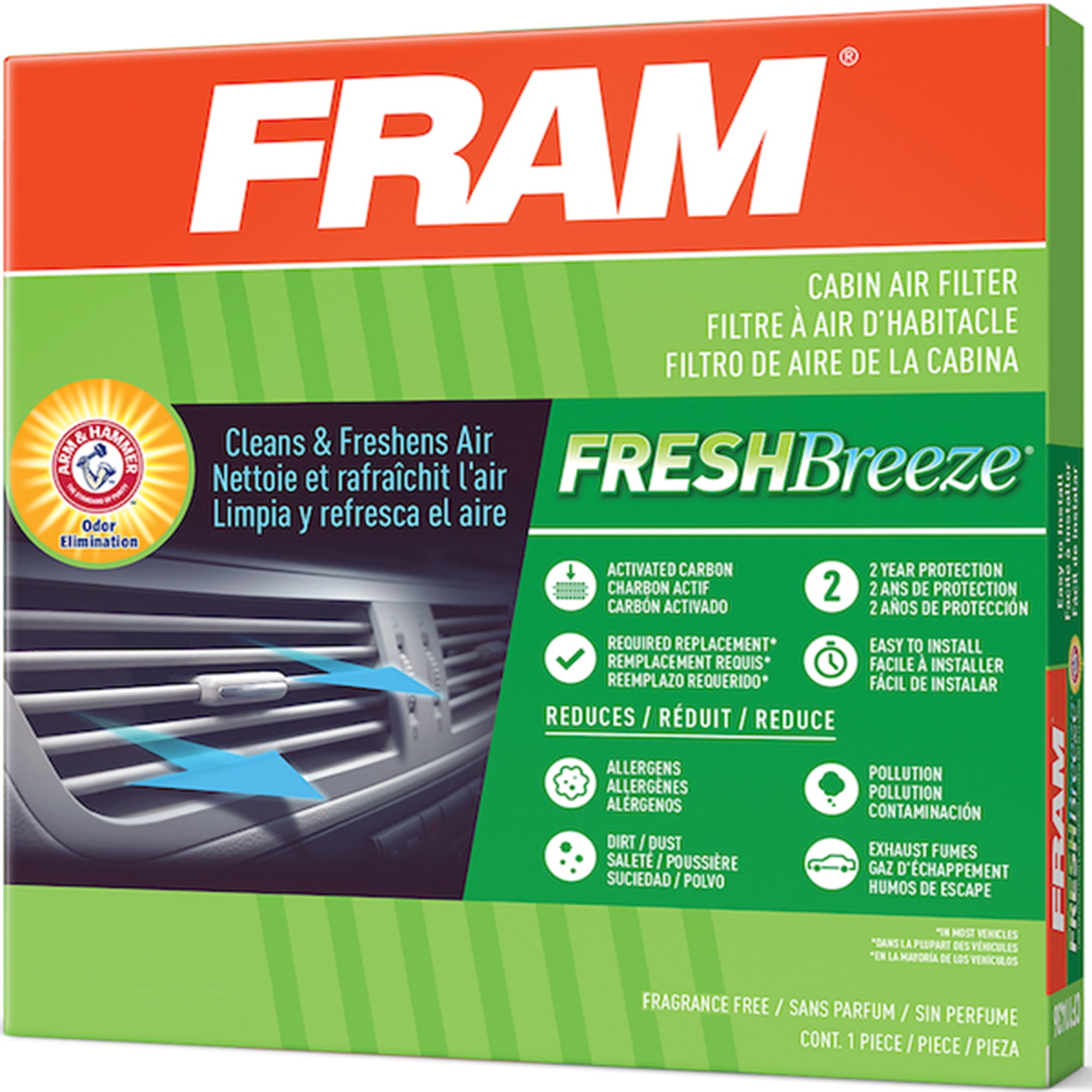 FRAM Fresh Breeze Cabin Air Filter CF10370 with Arm & Hammer Baking Soda, for Select Ford Vehicles Fits select: 2005-2014 FORD MUSTANG