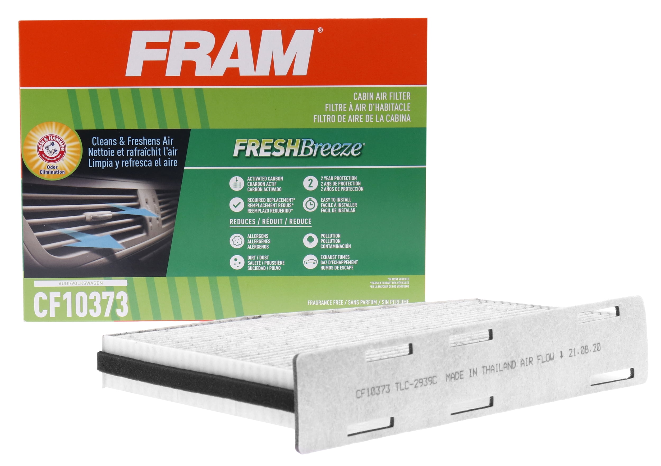 FRAM Fresh Breeze Cabin Air Filter with ARM & HAMMER Baking Soda For Select Vehicles