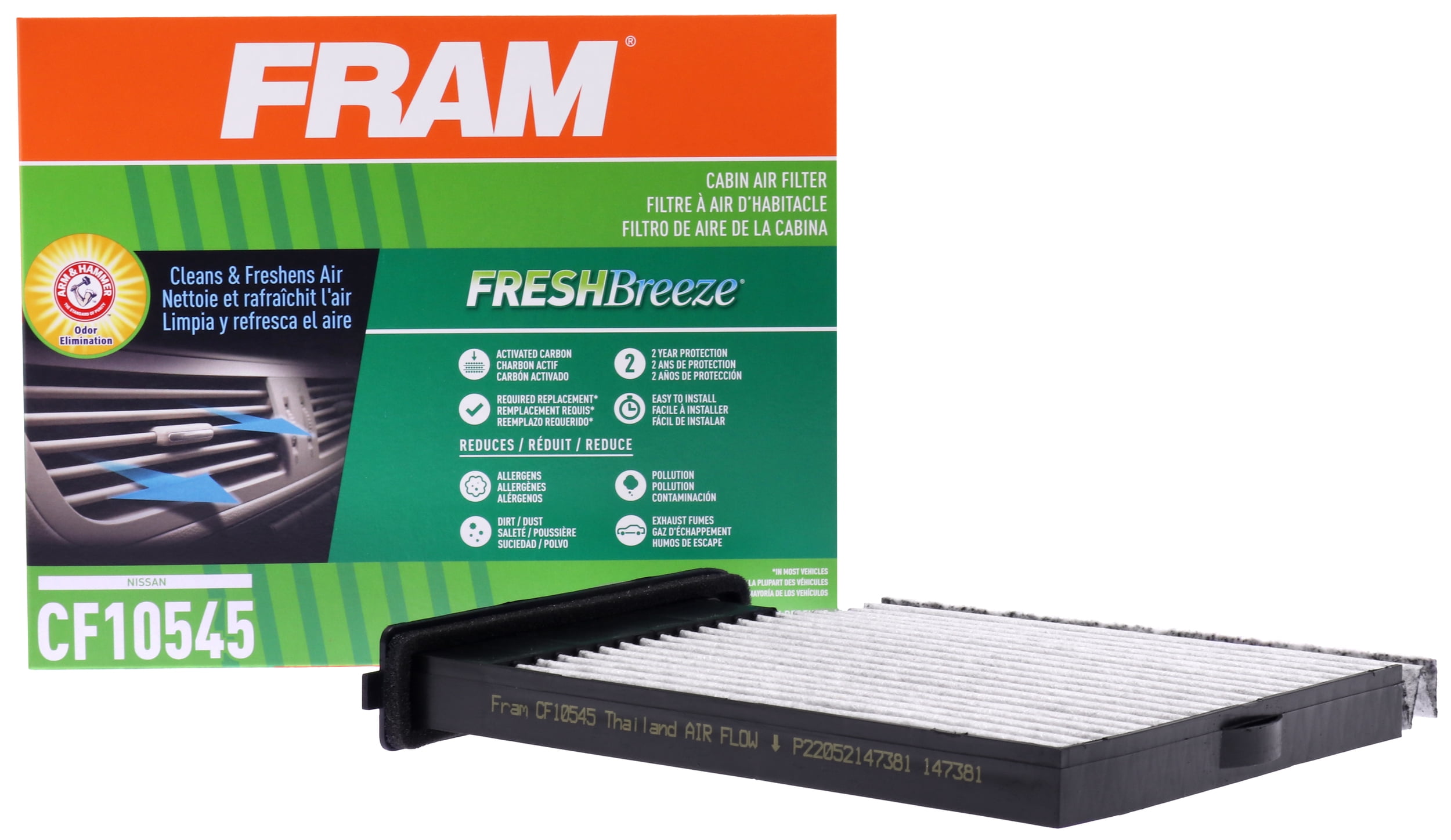 FRAM Fresh Breeze Cabin Air Filter CF10545 with Arm & Hammer Baking