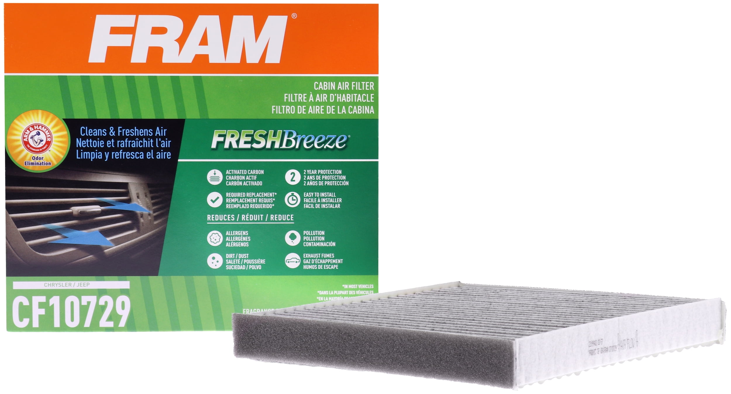 FRAM Fresh Breeze Cabin Air Filter CF10729 with Arm & Hammer Baking