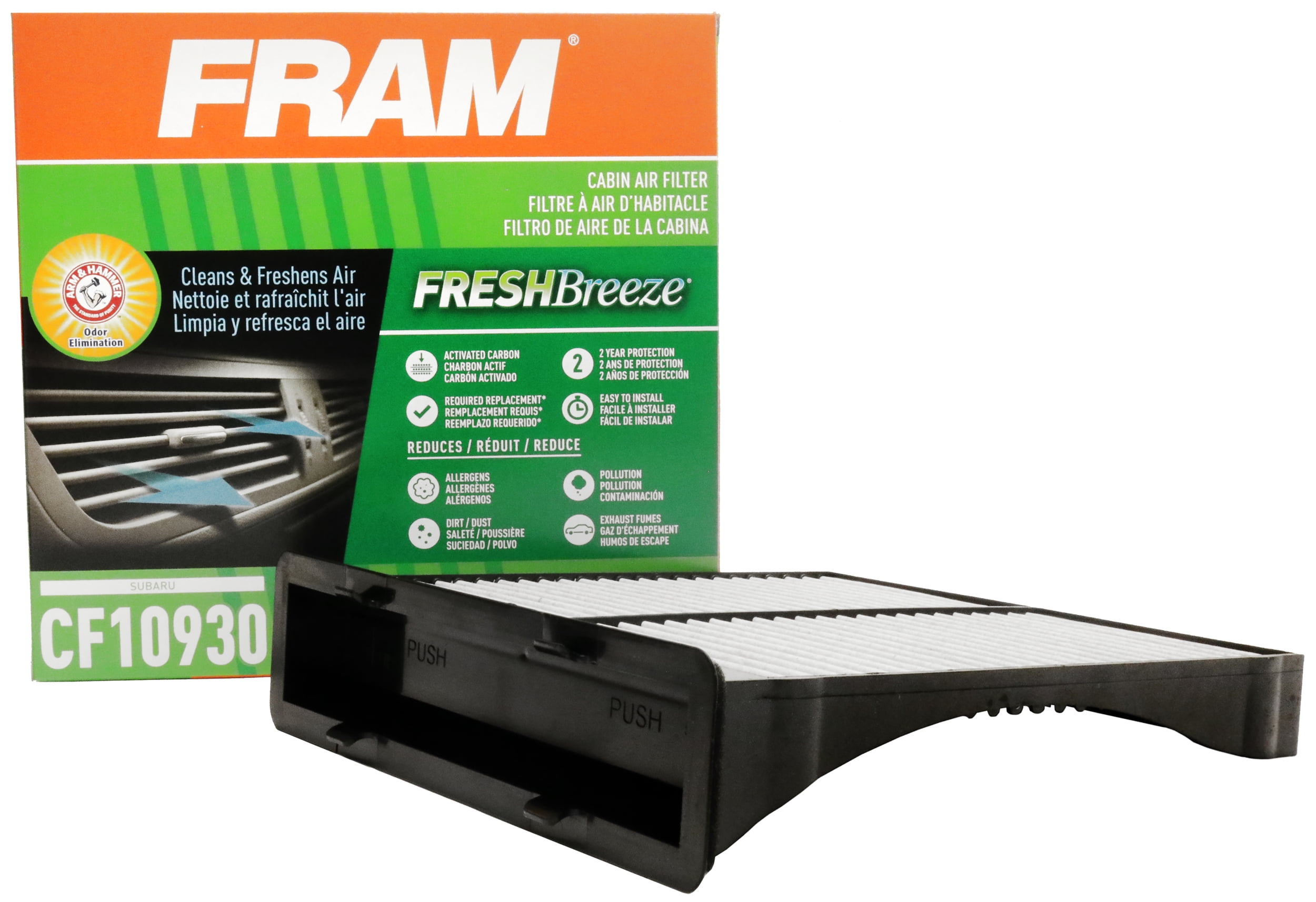 FRAM Fresh Breeze Cabin Air Filter CF10930 with Arm & Hammer Baking Soda, for Select Subaru Vehicles Fits select: 2009-2018 SUBARU FORESTER, 2016-2017 SUBARU CROSSTREK