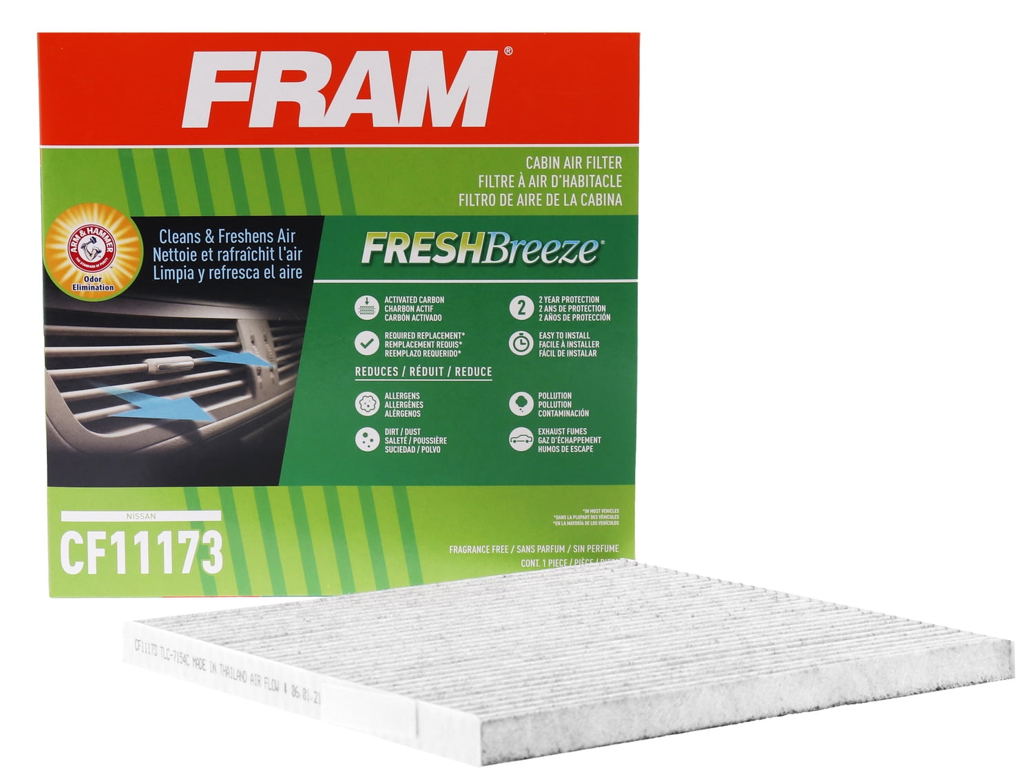 FRAM Fresh Breeze Cabin Air Filter CF11173 with Arm \u0026 Hammer Baking Soda, for Select Nissan Vehicles Fits select: 2007-2012 NISSAN ALTIMA, 2009-2014 NISSAN MURANO
